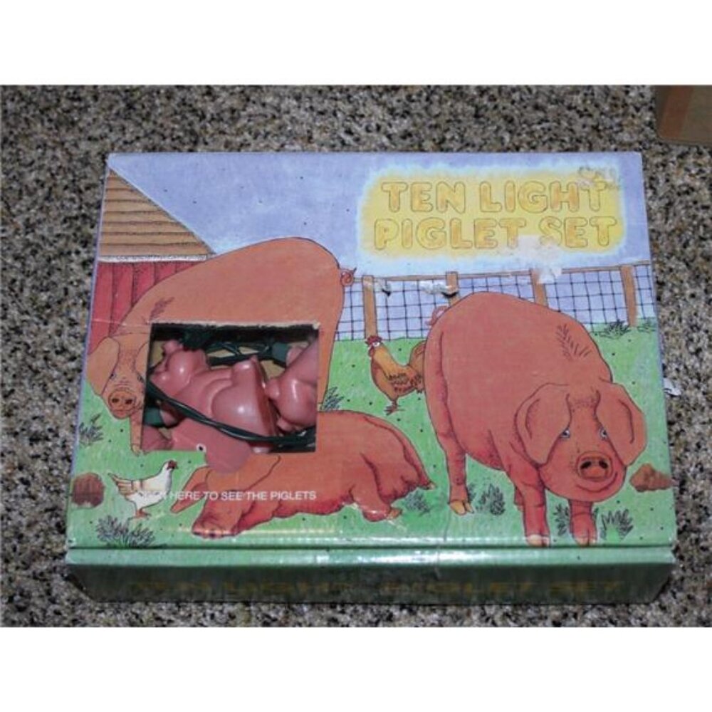 Kurt Adler Ten Light Piglet Set Pig In Box Fun Gift